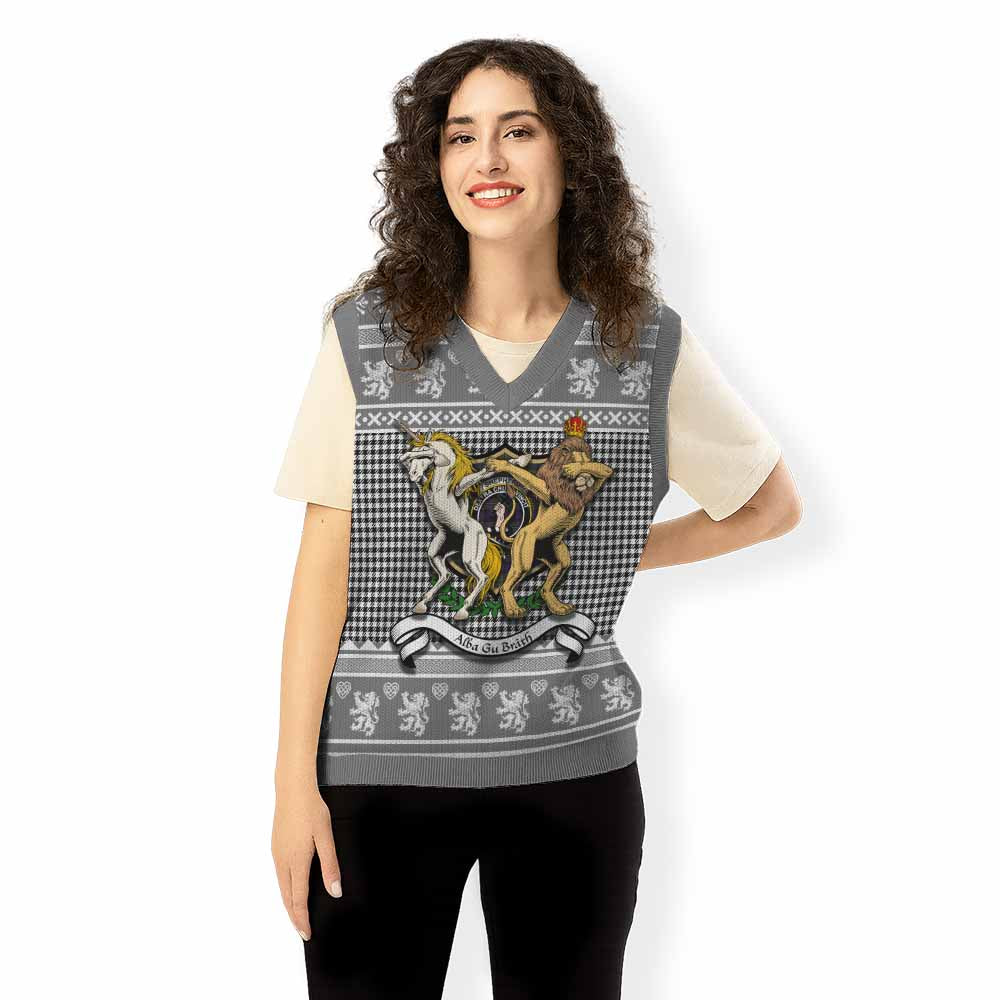 Shepherd Clan Tartan Crest Christmas Knitted V-Neck Vest Coat of Arms Funny Style - Tartan Vibes Clothing