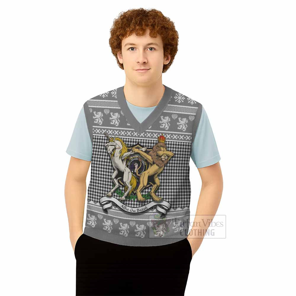 Shepherd Clan Tartan Crest Christmas Knitted V-Neck Vest Coat of Arms Funny Style - Tartan Vibes Clothing