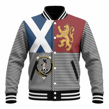 Shepherd Crest Tartan Baseball Jacket with Lion Rampant Saltire Style