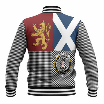 Shepherd Crest Tartan Baseball Jacket with Lion Rampant Saltire Style