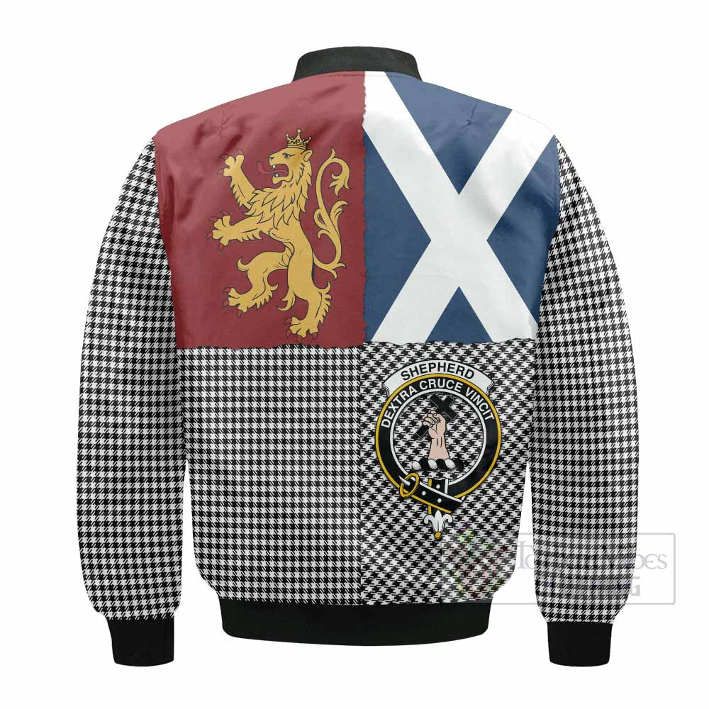 Shepherd Crest Tartan Bomber Jacket with Lion Rampant Saltire Style