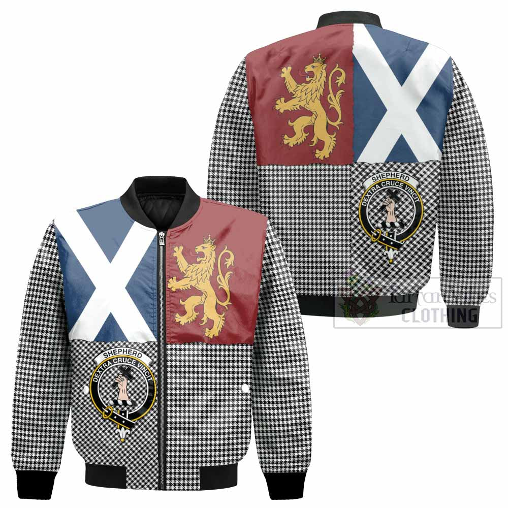 Shepherd Crest Tartan Bomber Jacket with Lion Rampant Saltire Style