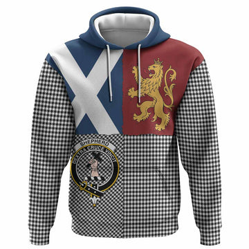 Shepherd Crest Tartan Hoodie with Lion Rampant Saltire Style