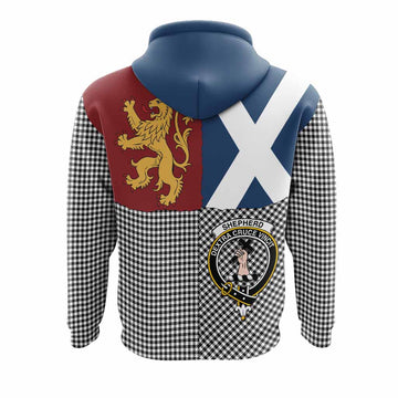 Shepherd Crest Tartan Hoodie with Lion Rampant Saltire Style