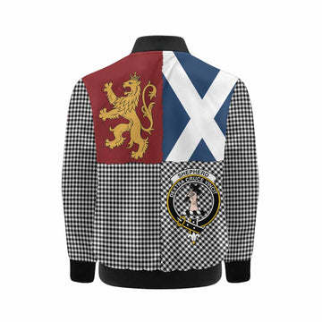 Shepherd Crest Tartan Kid Bomber Jacket with Lion Rampant Saltire Style