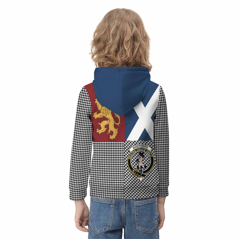 Shepherd Crest Tartan Kid Hoodie with Lion Rampant Saltire Style - Tartan Vibes Clothing