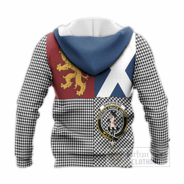 Shepherd Crest Tartan Knitted Hoodie with Lion Rampant Saltire Style