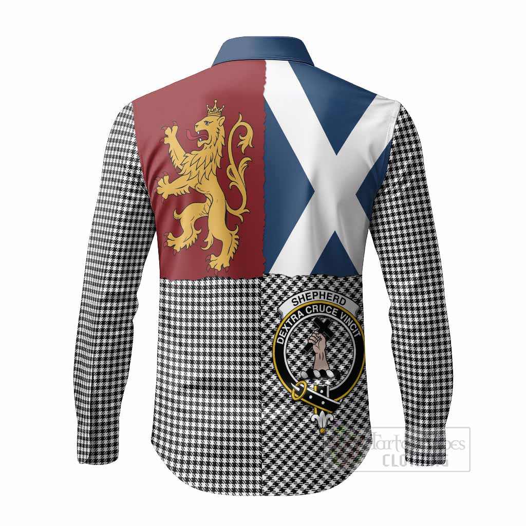 Shepherd Crest Tartan Long Sleeve Button Shirts with Lion Rampant Saltire Style