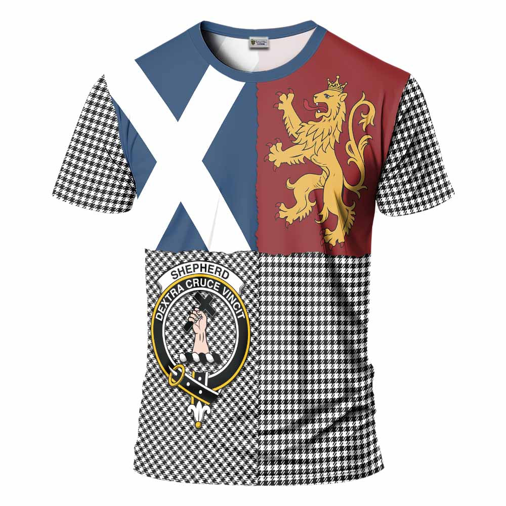 Shepherd Crest Tartan T-Shirt with Lion Rampant Saltire Style