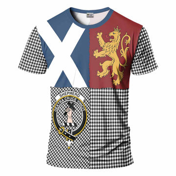 Shepherd Crest Tartan T-Shirt with Lion Rampant Saltire Style