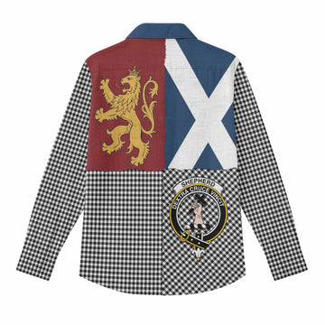 Shepherd Crest Tartan Women Casual Shirt with Lion Rampant Saltire Style