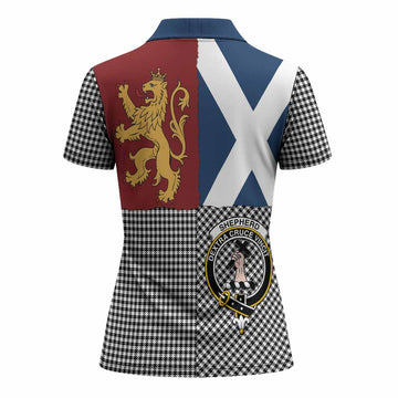 Shepherd Crest Tartan Women Polo Shirt with Lion Rampant Saltire Style