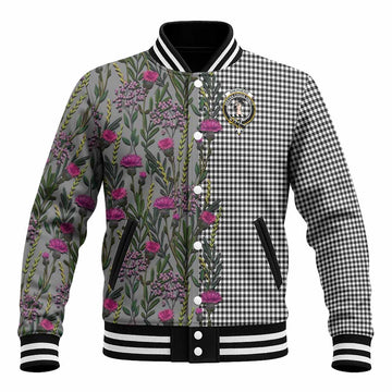 Shepherd Family Crest Tartan Baseball Jacket Scottish Thistle Flower Pattern Half Style