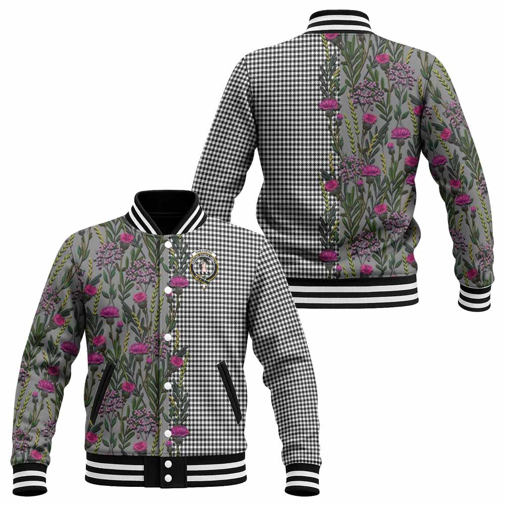 Shepherd Family Crest Tartan Baseball Jacket Scottish Thistle Flower Pattern Half Style - Tartan Vibes Clothing