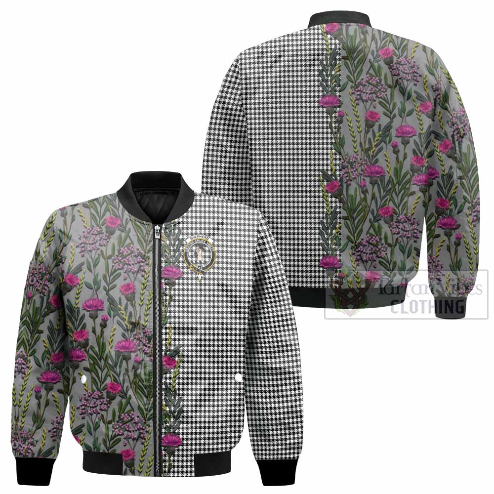 Shepherd Family Crest Tartan Bomber Jacket Scottish Thistle Flower Pattern Half Style - Tartan Vibes Clothing