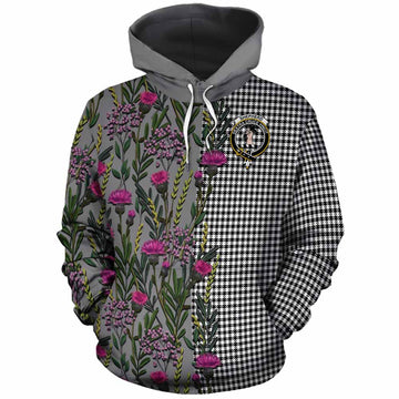 Shepherd Family Crest Tartan Cotton Hoodie Scottish Thistle Flower Pattern Half Style