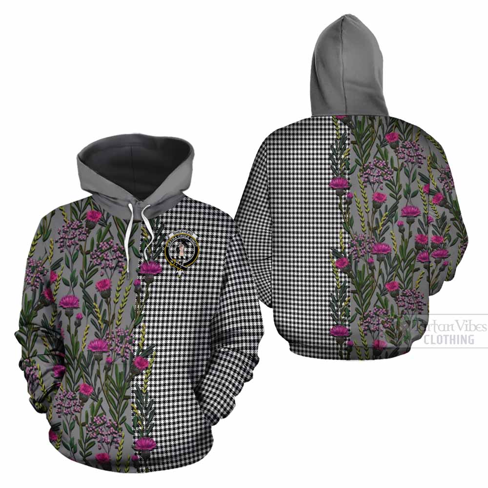 Shepherd Family Crest Tartan Cotton Hoodie Scottish Thistle Flower Pattern Half Style - Tartan Vibes Clothing