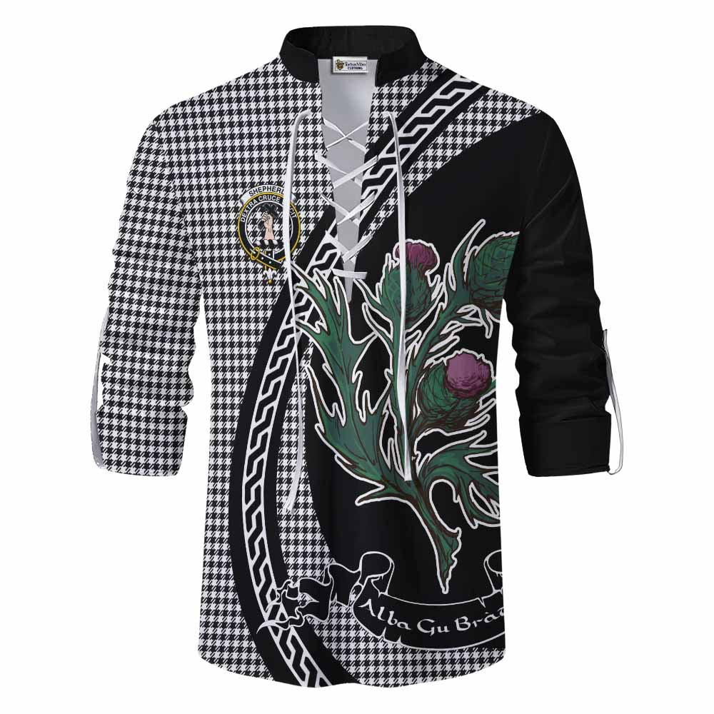 Shepherd Family Crest Tartan Ghillie Shirt Alba Thistle Inspired - Tartan Vibes Clothing