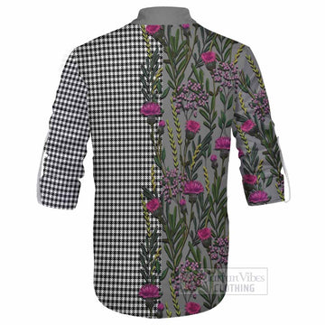 Shepherd Family Crest Tartan Ghillie Shirt Scottish Thistle Flower Pattern Half Style