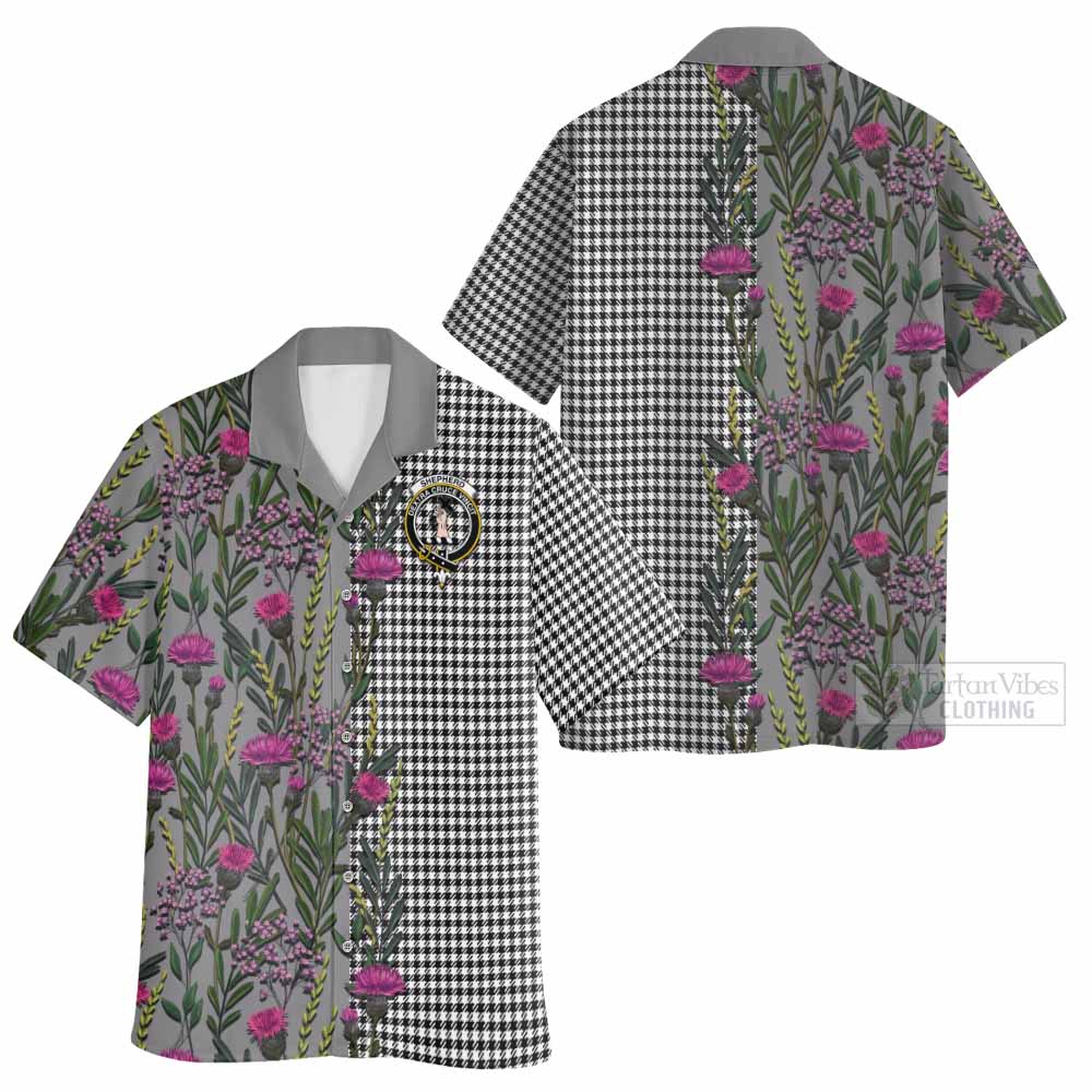 Shepherd Family Crest Tartan Hawaiian Shirt Scottish Thistle Flower Pattern Half Style - Tartan Vibes Clothing