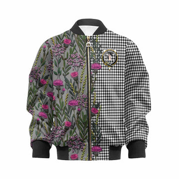 Shepherd Family Crest Tartan Kid Bomber Jacket Scottish Thistle Flower Pattern Half Style