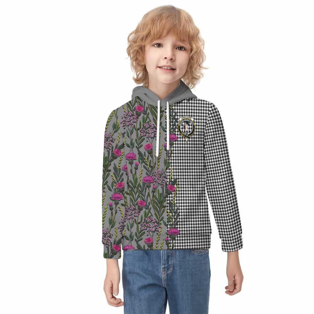 Shepherd Family Crest Tartan Kid Hoodie Scottish Thistle Flower Pattern Half Style - Tartan Vibes Clothing
