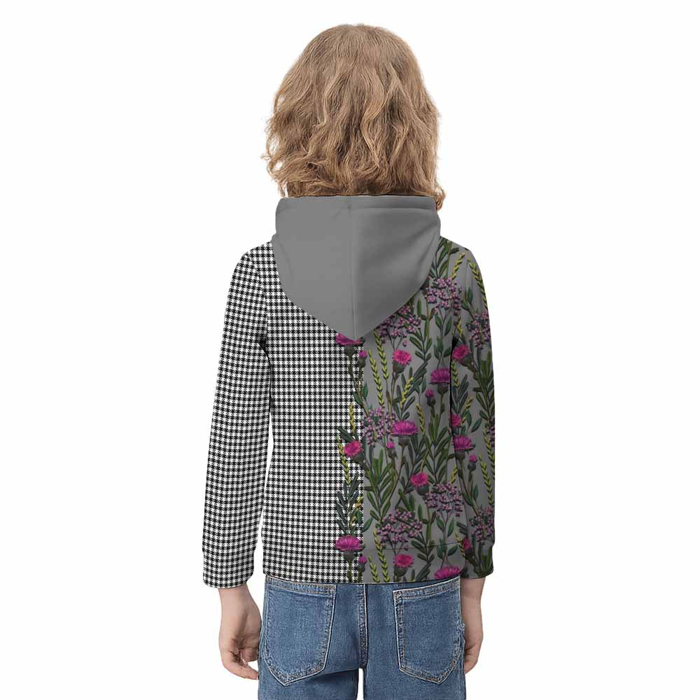 Shepherd Family Crest Tartan Kid Hoodie Scottish Thistle Flower Pattern Half Style - Tartan Vibes Clothing