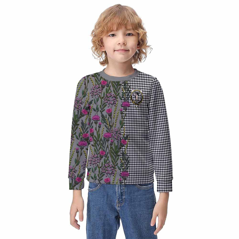 Shepherd Family Crest Tartan Kid Knitted Sweatshirt Scottish Thistle Flower Pattern Half Style - Tartan Vibes Clothing