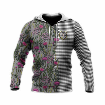 Shepherd Family Crest Tartan Knitted Hoodie Scottish Thistle Flower Pattern Half Style