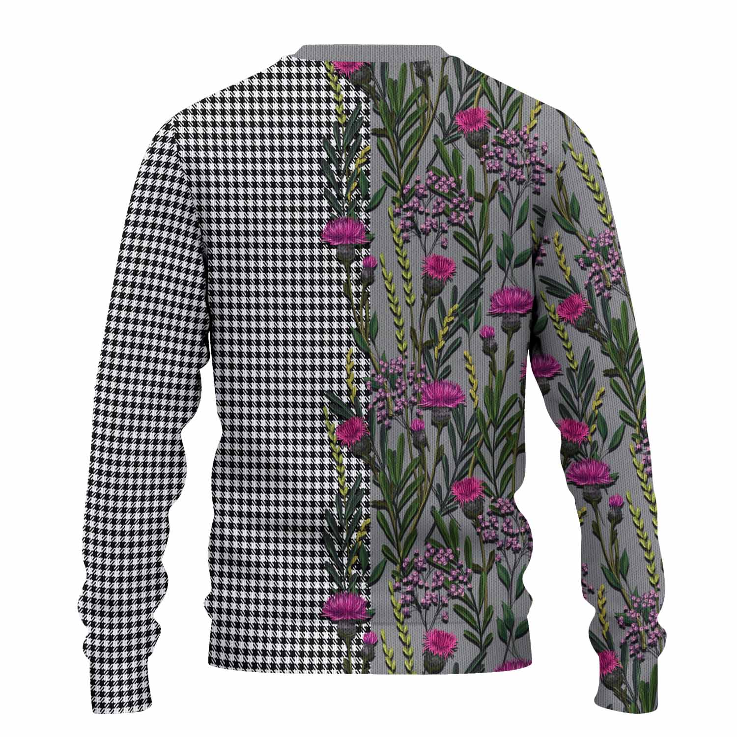 Shepherd Family Crest Tartan Knitted Sweater Scottish Thistle Flower Pattern Half Style - Tartan Vibes Clothing