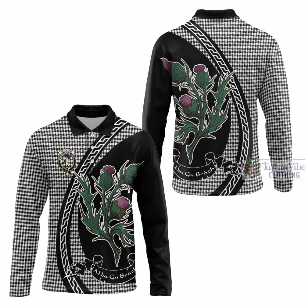 Shepherd Family Crest Tartan Long Sleeve Polo Shirt Alba Thistle Inspired - Tartan Vibes Clothing