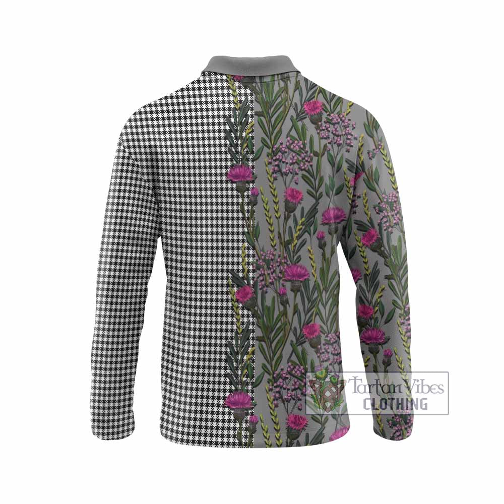 Shepherd Family Crest Tartan Long Sleeve Polo Shirt Scottish Thistle Flower Pattern Half Style - Tartan Vibes Clothing