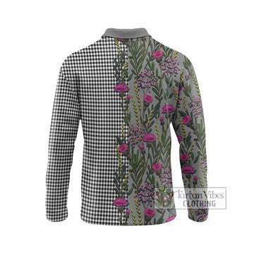 Shepherd Family Crest Tartan Long Sleeve Polo Shirt Scottish Thistle Flower Pattern Half Style