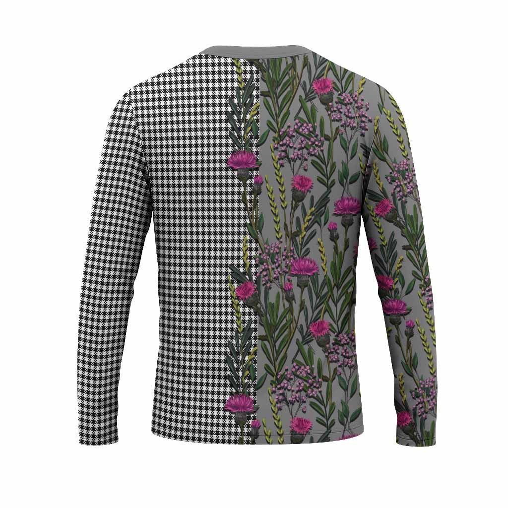 Shepherd Family Crest Tartan Long Sleeve T-Shirt Scottish Thistle Flower Pattern Half Style - Tartan Vibes Clothing