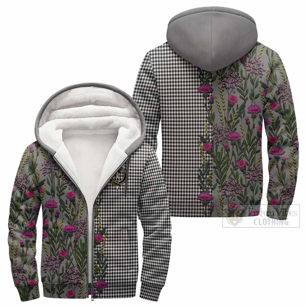 Shepherd Family Crest Tartan Sherpa Hoodie Scottish Thistle Flower Pattern Half Style - Tartan Vibes Clothing