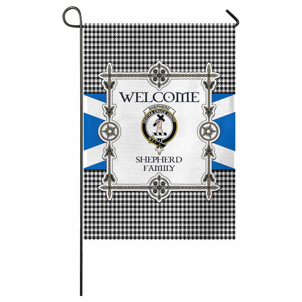 Shepherd Family Crest Tartan Welcome Garden Flag Saltire Harmony Style - Tartan Vibes Clothing