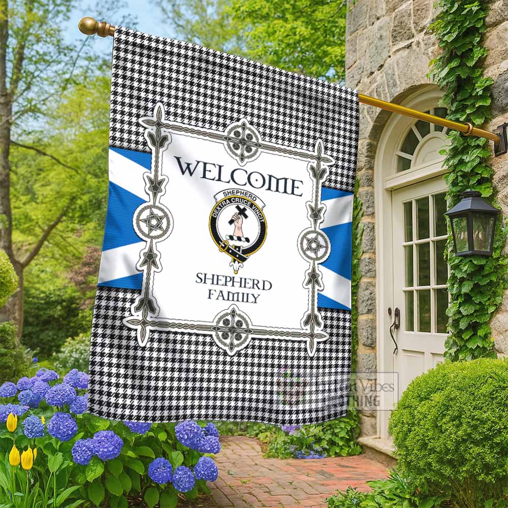 Shepherd Family Crest Tartan Welcome Garden Flag Saltire Harmony Style - Tartan Vibes Clothing