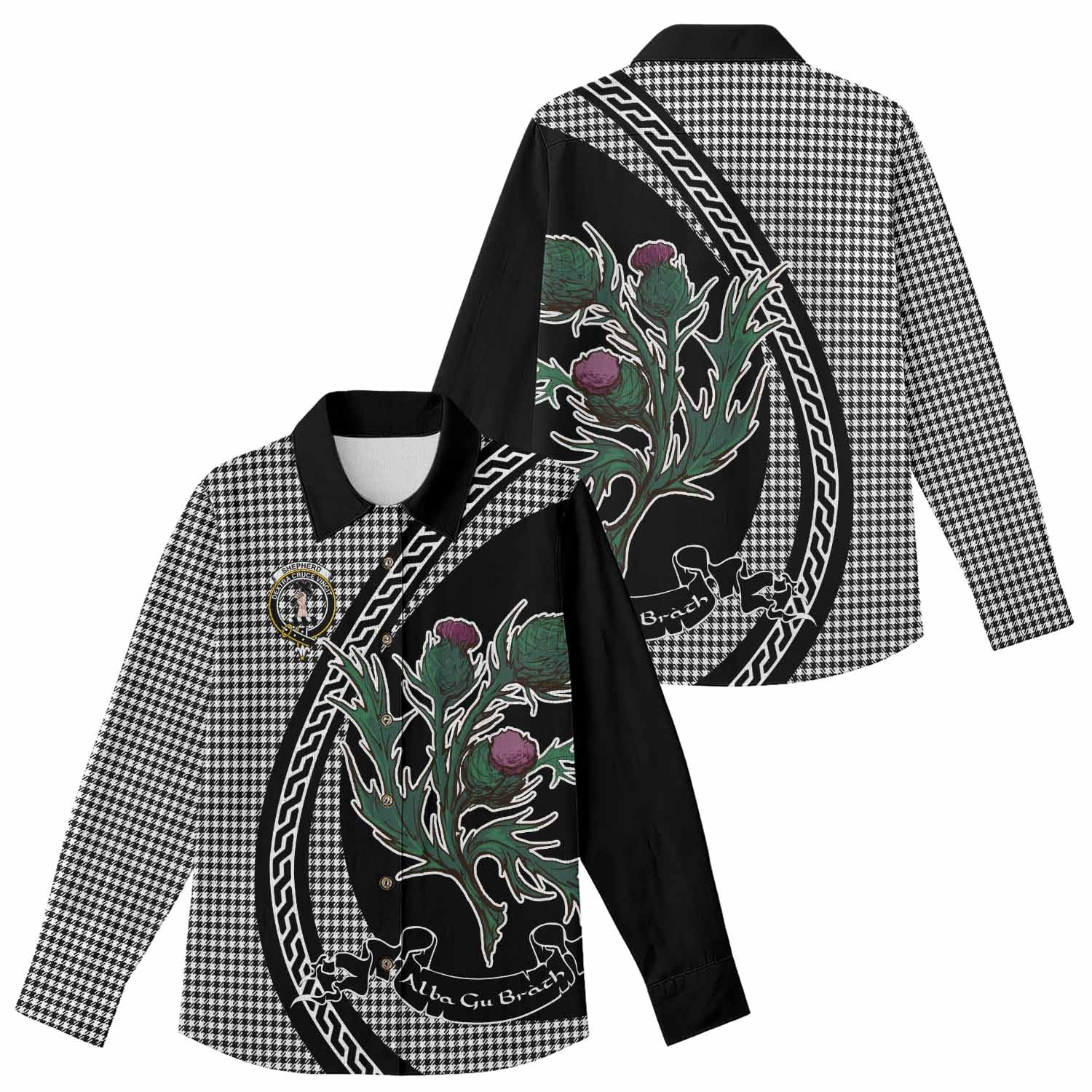 Shepherd Family Crest Tartan Women Casual Shirt Alba Thistle Inspired - Tartan Vibes Clothing