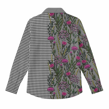 Shepherd Family Crest Tartan Women Casual Shirt Scottish Thistle Flower Pattern Half Style - Tartan Vibes Clothing