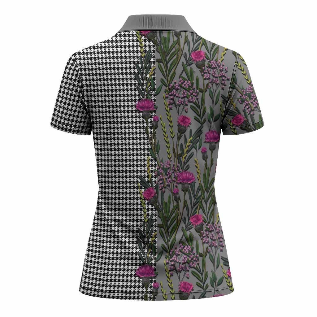 Shepherd Family Crest Tartan Women Polo Shirt Scottish Thistle Flower Pattern Half Style - Tartan Vibes Clothing