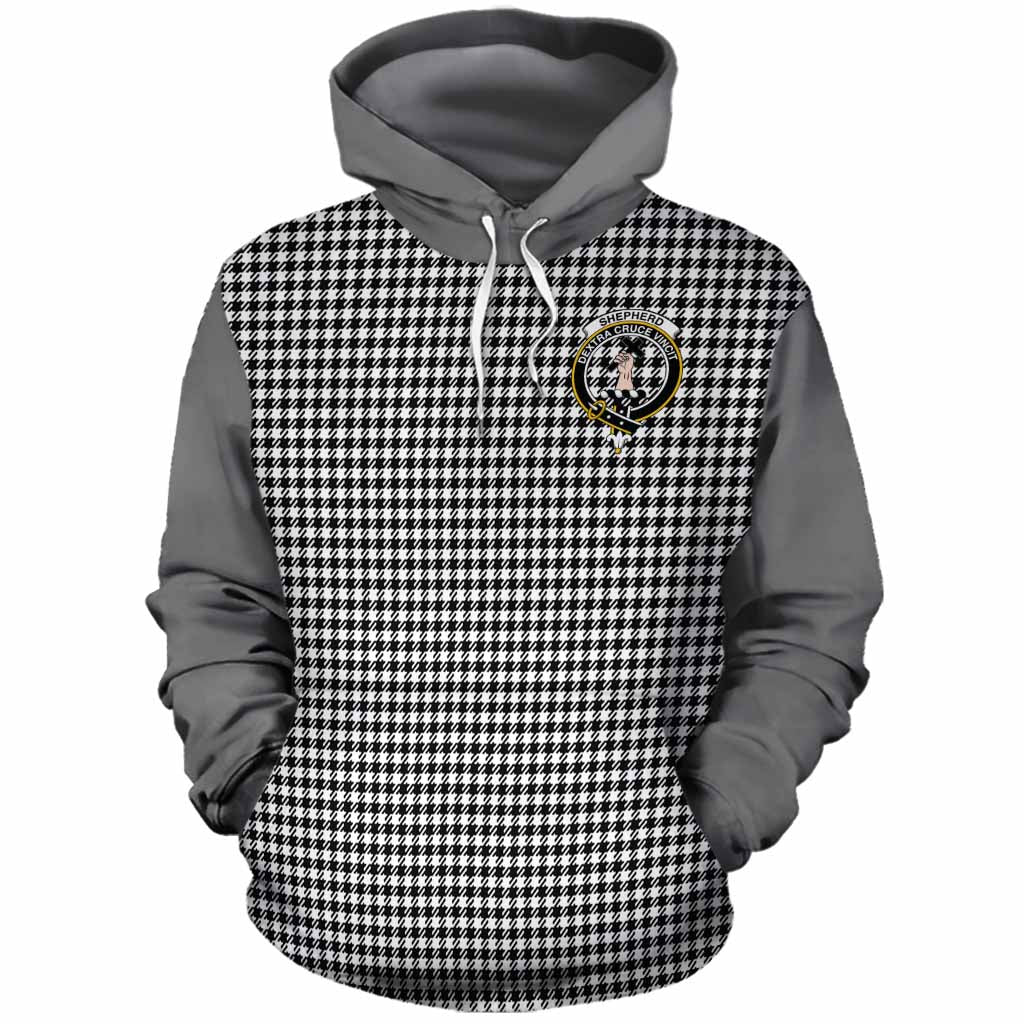 Shepherd Tartan Accent Cotton Hoodie with Family Crest