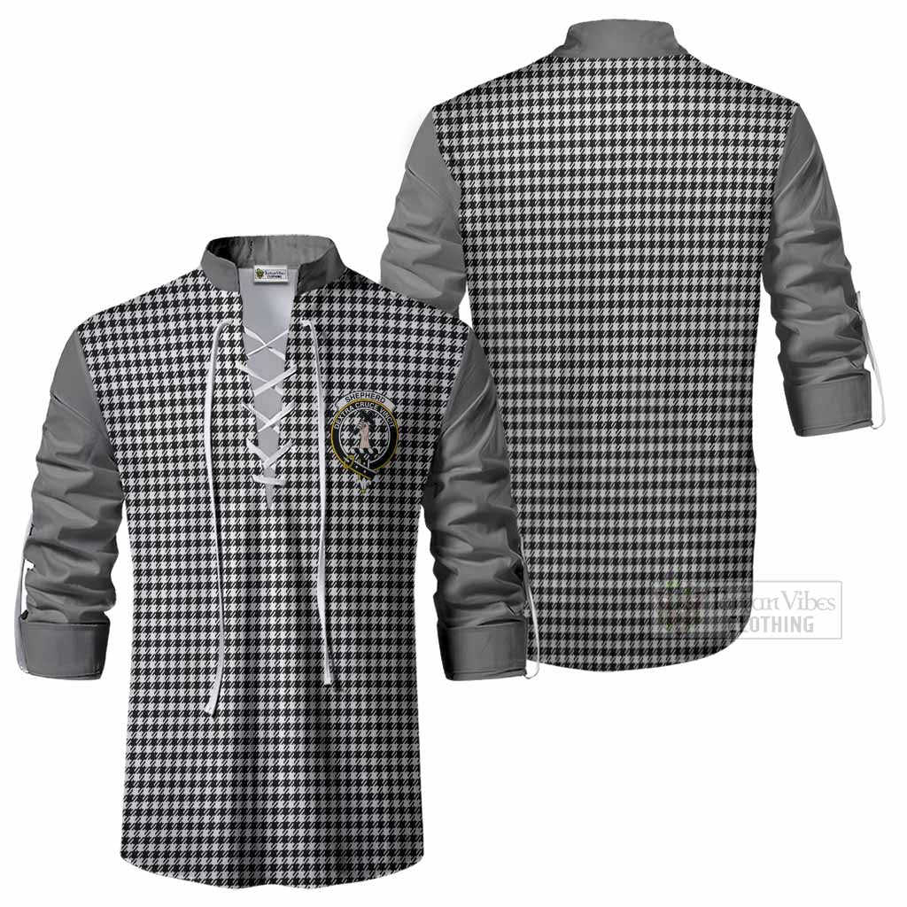 Shepherd Tartan Accent Ghillie Shirt with Family Crest