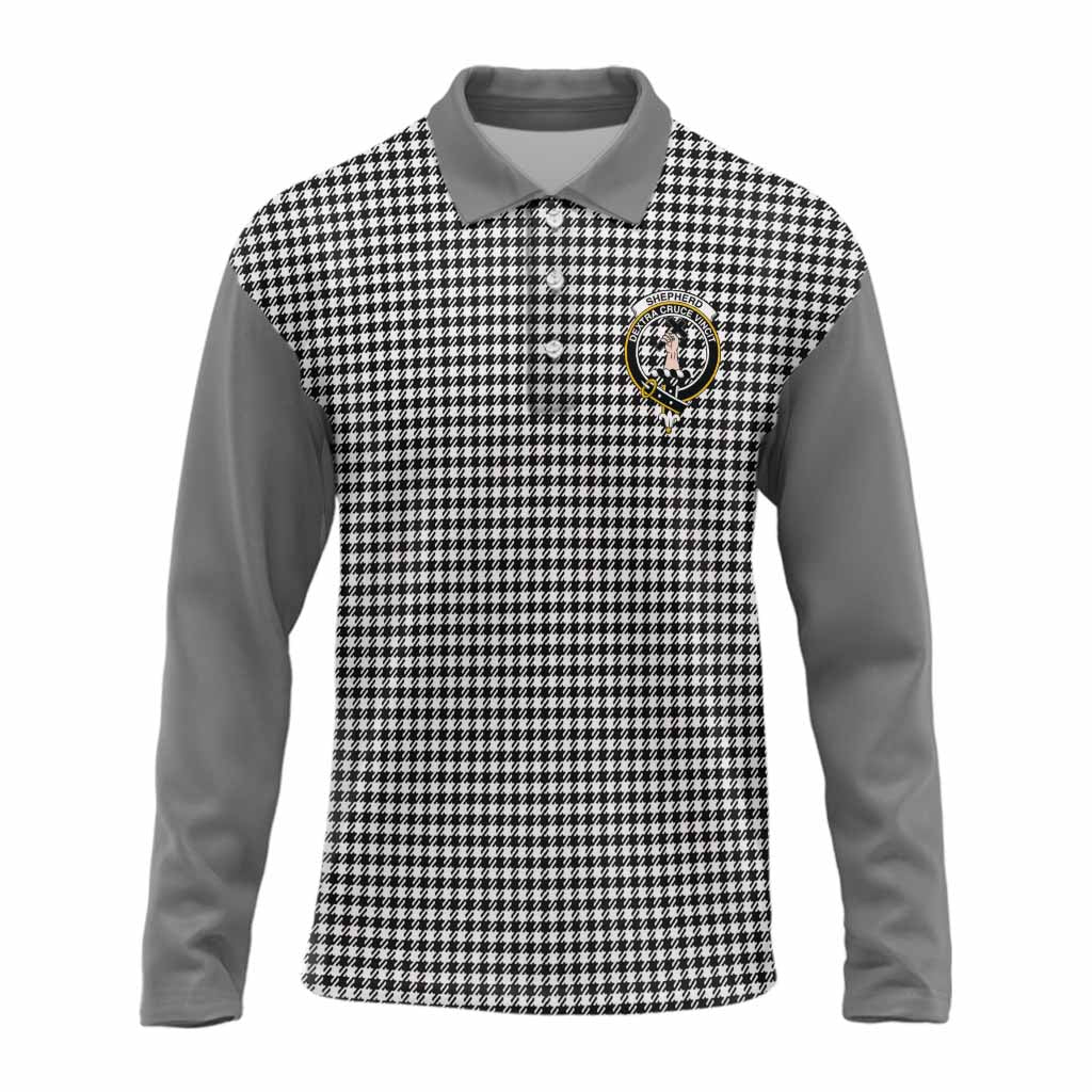 Shepherd Tartan Accent Long Sleeve Polo Shirt with Family Crest