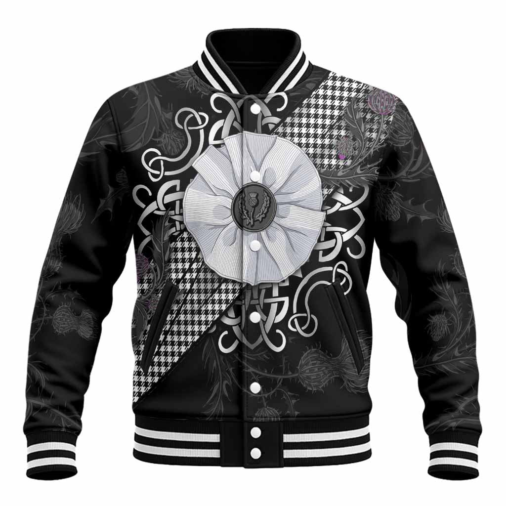 Shepherd Tartan Baseball Jacket Jacobite White Rose Unisex - Tartan Vibes Clothing