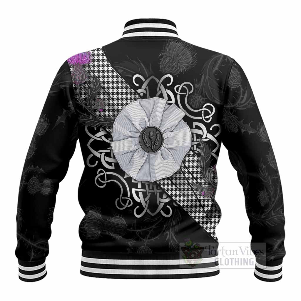 Shepherd Tartan Baseball Jacket Jacobite White Rose - Tartan Vibes Clothing