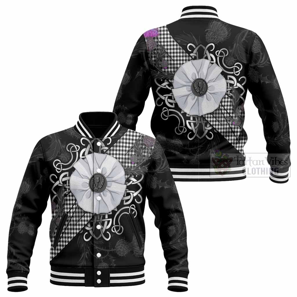 Shepherd Tartan Baseball Jacket Jacobite White Rose - Tartan Vibes Clothing