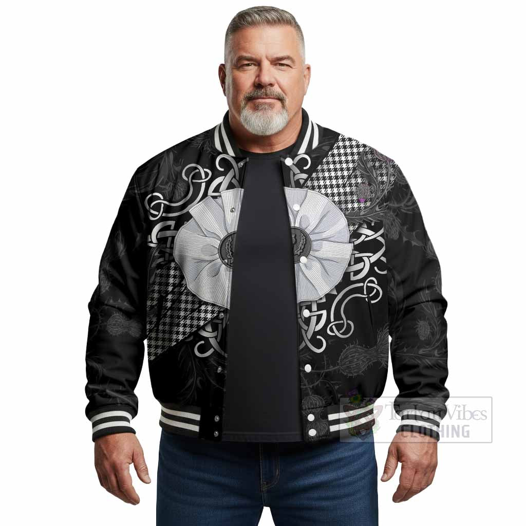 Shepherd Tartan Baseball Jacket Jacobite White Rose - Tartan Vibes Clothing