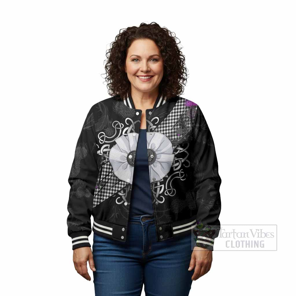 Shepherd Tartan Baseball Jacket Jacobite White Rose - Tartan Vibes Clothing