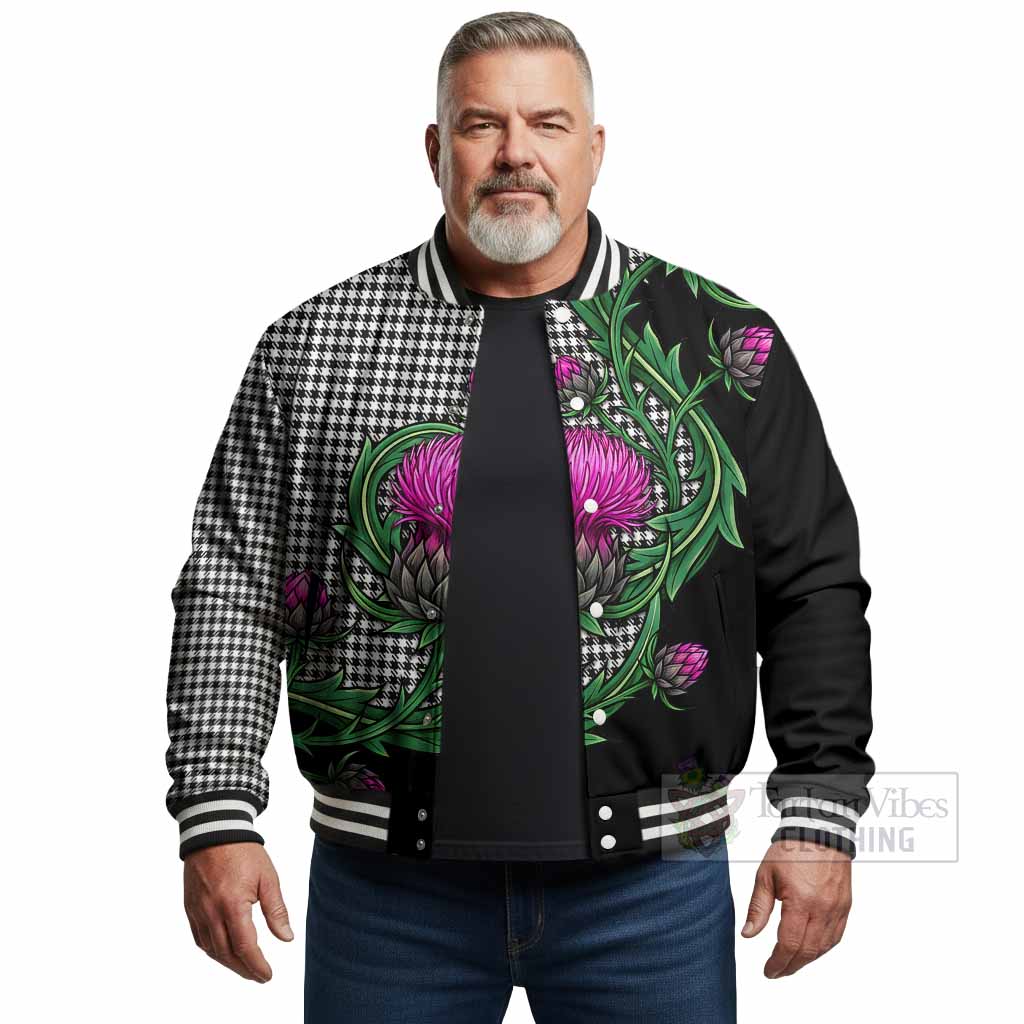 Shepherd Tartan Baseball Jacket Resilient Scottish Thistle - Tartan Vibes Clothing