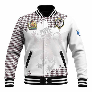 Shepherd Tartan Baseball Jacket with Family Crest and Lion Rampant Grunge Style